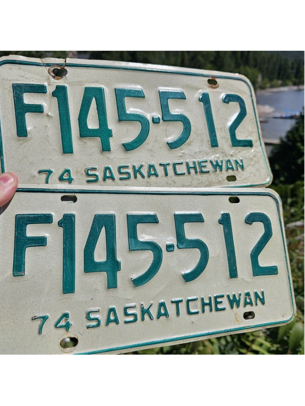 Saskatchewan 1974 Farm Vehicle License Plate Pair F145-512 Vintage Canada Plates